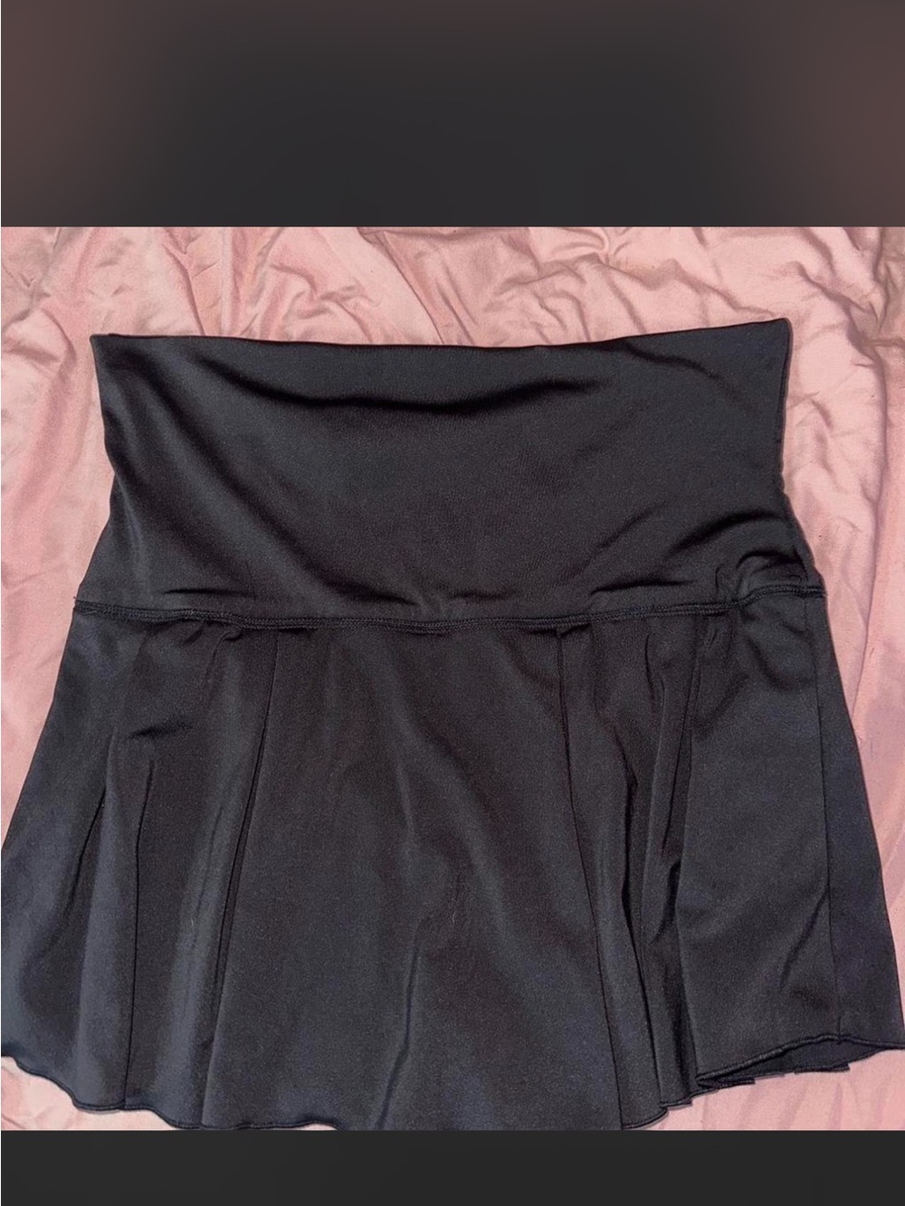 Black Fold-Over Waist Skater Skirt - Unbranded